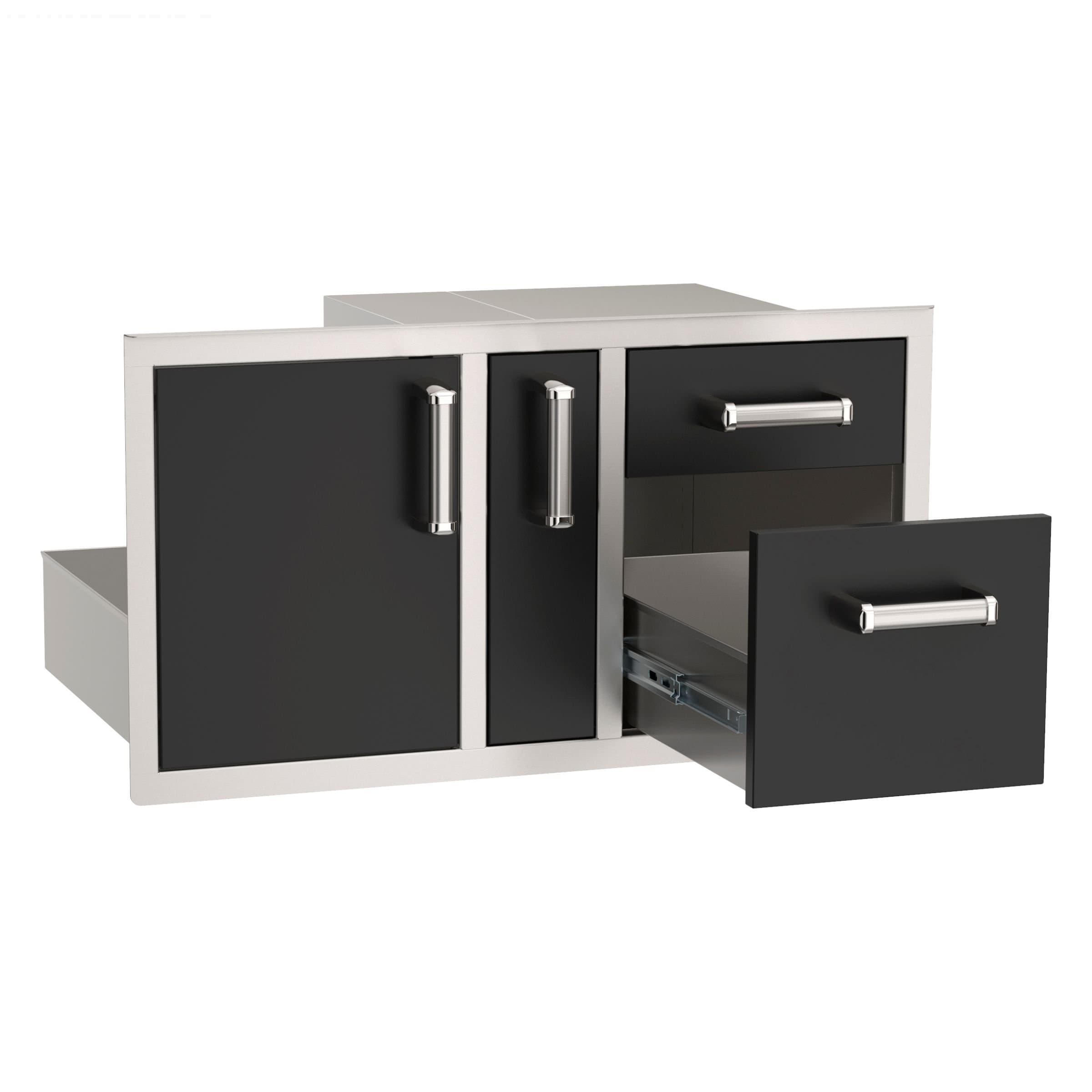 Echelon Black Door/Drawer Combo with Platter Storage