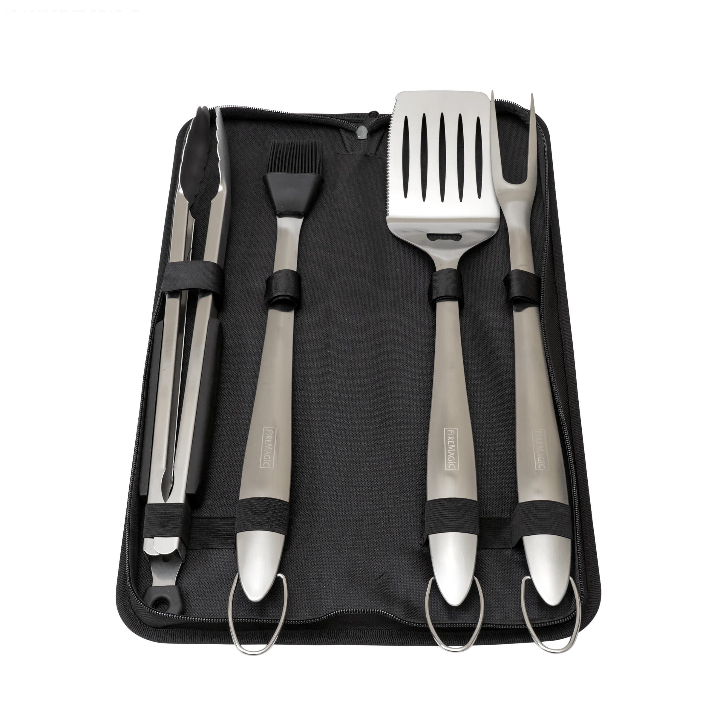 Tool Set - Tongs, Fork, Spatula and Basting Brush in Nylon Case